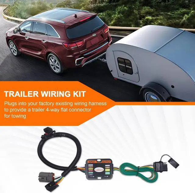 Alt view image 3 of 7 - CARROFIX Vehicle-Side Tow Harness Trailer Wiring Kit with 4-Way Flat Trailer Connector for Hyundai Santa Fe, Veracruz; Kia Sedona, Sorento
