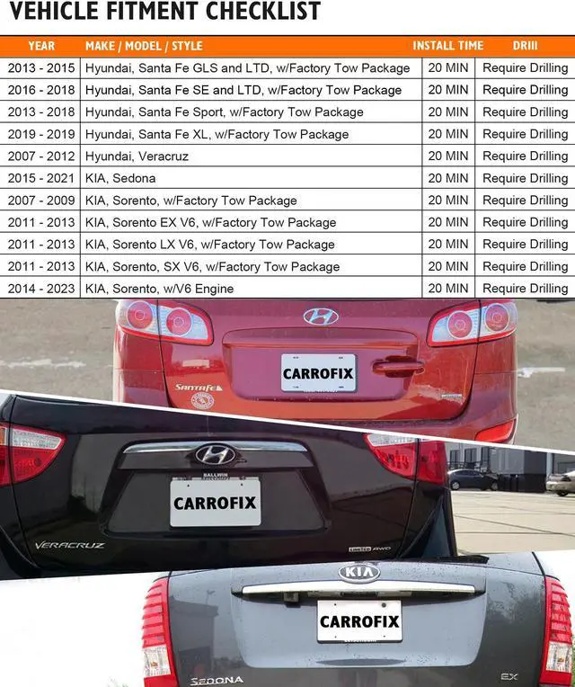 Alt view image 5 of 7 - CARROFIX Vehicle-Side Tow Harness Trailer Wiring Kit with 4-Way Flat Trailer Connector for Hyundai Santa Fe, Veracruz; Kia Sedona, Sorento