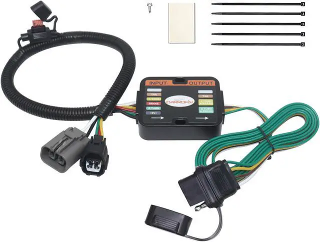 Main image of CARROFIX Vehicle-Side Tow Harness Trailer Wiring Kit with 4-Way Flat Trailer Connector for Hyundai Santa Fe, Veracruz; Kia Sedona, Sorento