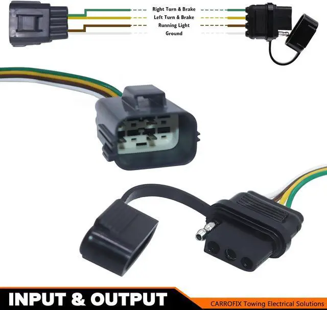 Alt view image 3 of 7 - CARROFIX Trailer Tow Harness, 4 Pin Flat Wiring Kit for Factory Tow Package, Compatible with GMC Acadia, Chevrolet Traverse and Buick Enclave