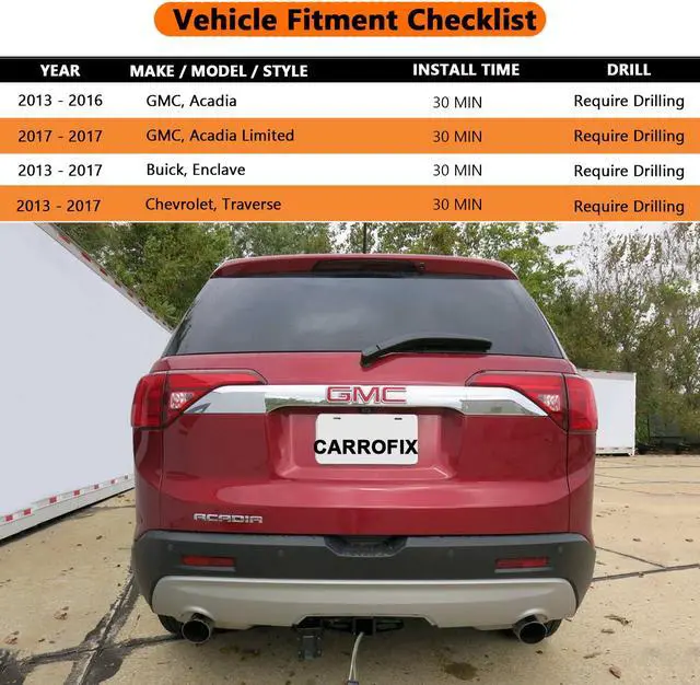 Alt view image 4 of 7 - CARROFIX Trailer Tow Harness, 4 Pin Flat Wiring Kit for Factory Tow Package, Compatible with GMC Acadia, Chevrolet Traverse and Buick Enclave