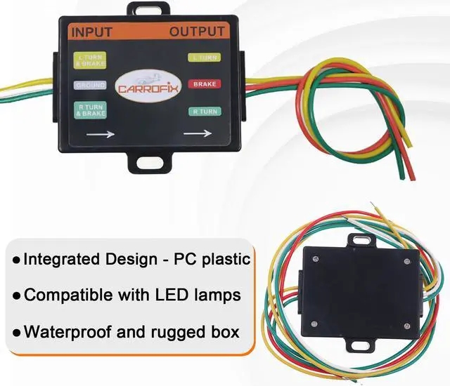 Alt view image 4 of 7 - CARROFIX LED Compatible 2 Wire to 3 Wire Trailer Tail Light Converter Electrical Adapter