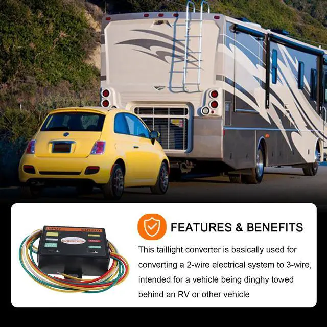 Alt view image 3 of 7 - CARROFIX LED Compatible 2 Wire to 3 Wire Trailer Tail Light Converter Electrical Adapter