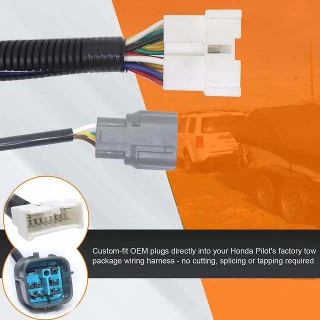 Alt view image 4 of 7 - CARROFIX Custom-Fit Vheicle Wiring Kit with 4 Way Flat Trailer Connector for 2012-2015 Honda Pilot with Factory Tow Package