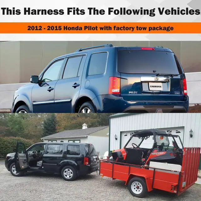 Alt view image 3 of 7 - CARROFIX Custom-Fit Vheicle Wiring Kit with 4 Way Flat Trailer Connector for 2012-2015 Honda Pilot with Factory Tow Package