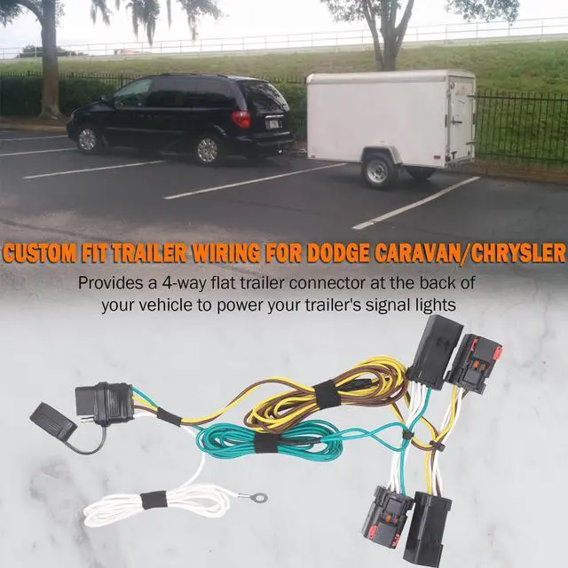Alt view image 6 of 6 - CARROFIX Custom Fit T-Connector Harness 4 Way Flat Trailer Hitch Wiring Vehicle-Side 4 Pole Flat Connector, Compatible with 2004 - 2007 Chrysler Town & Country, 2004 - 2007 Dodge Caravan, 2004 - 2007