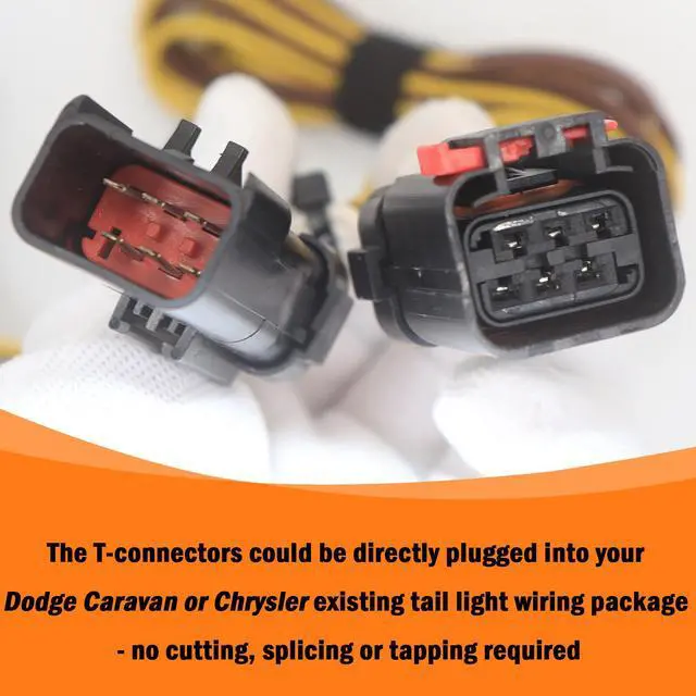 Alt view image 4 of 6 - CARROFIX Custom Fit T-Connector Harness 4 Way Flat Trailer Hitch Wiring Vehicle-Side 4 Pole Flat Connector, Compatible with 2004 - 2007 Chrysler Town & Country, 2004 - 2007 Dodge Caravan, 2004 - 2007