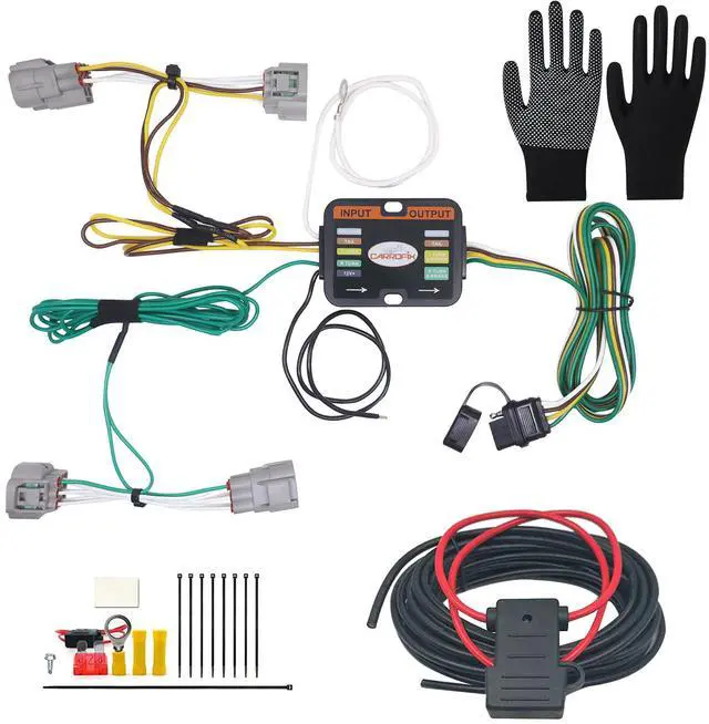 Main image of CARROFIX 4 Way Flat Trailer Tow Harness For 2014-2018 Jeep Cherokee Custom Fit Taillight Wiring Harness Kit