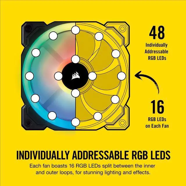 Alt view image 10 of 20 - Corsair LL Series CO-9050072-WW LL120 RGB, 120mm Dual Light Loop RGB LED PWM Fan, 3 Fan Pack with Lighting Node PRO