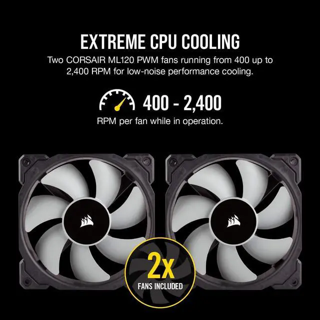 Alt view image 18 of 19 - CORSAIR iCUE H100i RGB PRO XT, 240mm Radiator, Dual 120mm PWM Fans, Software Control, Liquid CPU Cooler, CW-9060043-WW LGA 1700 Compatible