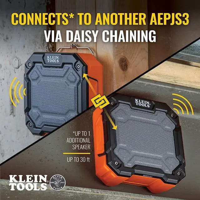 Alt view image 3 of 7 - Klein Tools Bluetooth Jobsite Speaker with Magnet and Hook (AEPJS3) Magnetic Power Strip with Surge Protector (PowerBox 1)