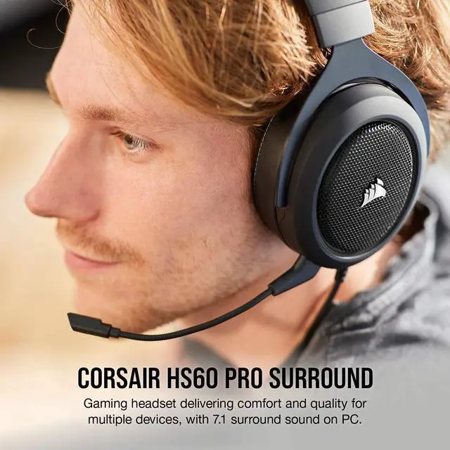 Alt view image 11 of 14 - Corsair HS60 PRO - 7.1 Virtual Surround Sound Gaming Headset with USB DAC - Works with PC, Xbox Series X, Xbox Series S, Xbox One, PS5, PS4, and Nintendo Switch - Carbon (CA-9011213-NA)
