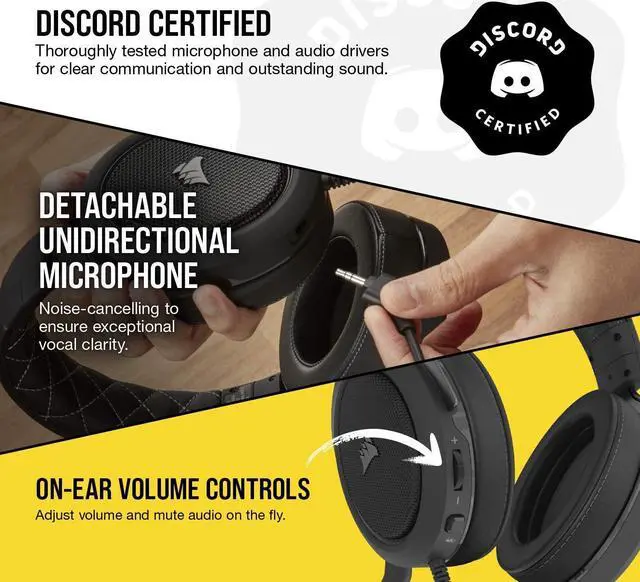 Alt view image 12 of 14 - Corsair HS60 PRO - 7.1 Virtual Surround Sound Gaming Headset with USB DAC - Works with PC, Xbox Series X, Xbox Series S, Xbox One, PS5, PS4, and Nintendo Switch - Carbon (CA-9011213-NA)