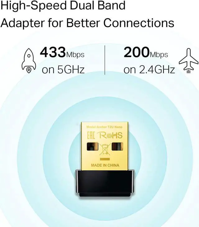 Alt view image 5 of 7 - TP-Link Mini - AC600 USB 2.0 Wifi Adapter | 2.4G/5G Dual Band Wireless Network Adapter for PC Desktop | Mini Travel Size | Supports Windows 10, 8.1, 8, 7, XP / Mac OS X 10.9-10.13 (Archer T2U Nano)