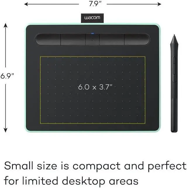 Alt view image 11 of 12 - Wacom Intuos Wireless Graphics Drawing Tablet with 3 Bonus Software Included, 7.9" X 6.3", Black with Pistachio Accent (CTL4100WLE0)