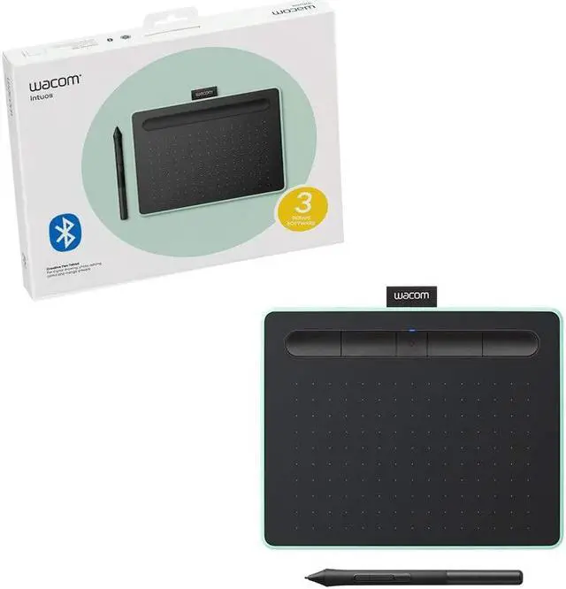Alt view image 9 of 12 - Wacom Intuos Wireless Graphics Drawing Tablet with 3 Bonus Software Included, 7.9" X 6.3", Black with Pistachio Accent (CTL4100WLE0)