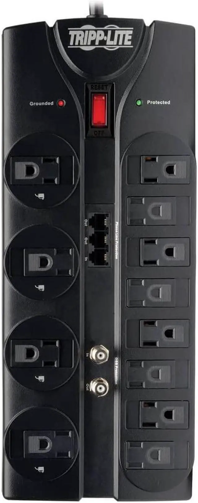 Alt view image 14 of 16 - TRIPP LITE TLP1208TELTV 8 Feet 12 Outlets 2880 Joules Tel / Moden and Coaxial Protection - Protect It! Surge Suppressor
