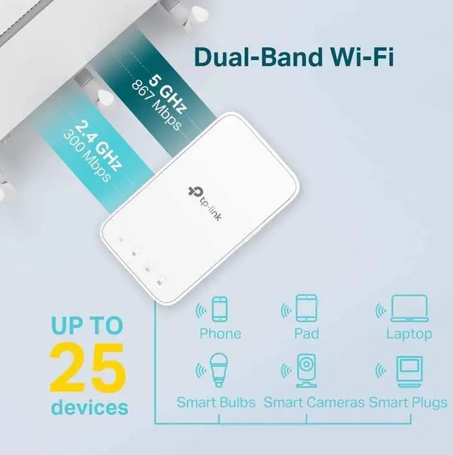 Alt view image 10 of 15 - TP-Link AC1200 WiFi Extender (RE300), Covers Up to 1500 Sq.ft and 25 Devices, Up to 1200Mbps, Supports OneMesh, Dual Band Internet Repeater, Range Booster