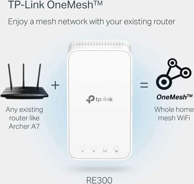 Alt view image 12 of 15 - TP-Link AC1200 WiFi Extender (RE300), Covers Up to 1500 Sq.ft and 25 Devices, Up to 1200Mbps, Supports OneMesh, Dual Band Internet Repeater, Range Booster