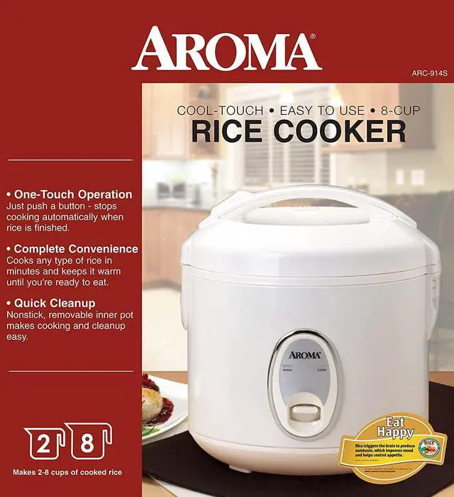 Alt view image 12 of 12 - AROMA ARC-914S 8-Cup (Cooked) Cool-Touch Rice Cooker and Food Steamer, White