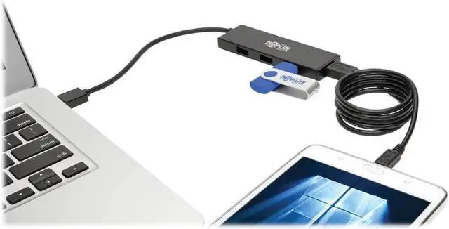 Alt view image 8 of 8 - Tripp Lite U360-004-SLIM 4-Port Ultra-Slim Portable USB 3.0 SuperSpeed Hub
