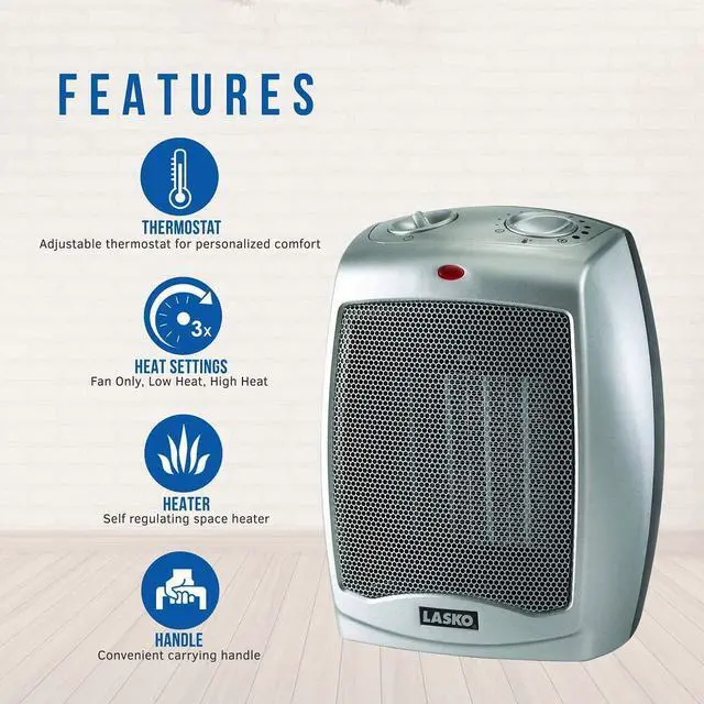 Alt view image 9 of 12 - Lasko 754200 Ceramic Heater with Adjustable Thermostat