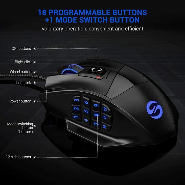 Alt view image 14 of 20 - UtechSmart Venus RGB Gaming Mouse, Wired 16400 DPI High Precision Laser Programmable MMO Computer Gaming Mice