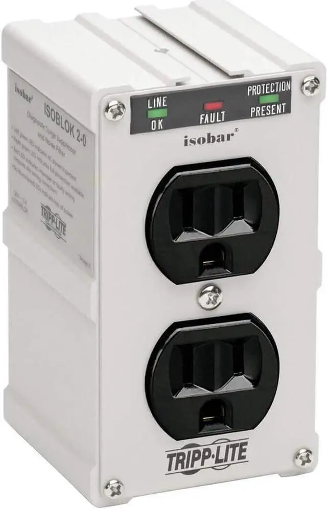 Alt view image 7 of 11 - TRIPP LITE ISOBLOK2-0 Direct Plug-in 2 Outlets 1410 Joules Isobar Surge Suppressor