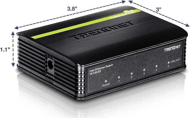 Alt view image 14 of 16 - TRENDnet 5-Port Unmanaged 10/100 Mbps GREENnet Ethernet Desktop Plastic Housing Switch, 5 X 10/100 Mbps Ports, 1Gbps Switching Capacity, TE100-S5
