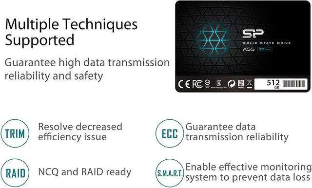 Alt view image 8 of 13 - Silicon Power Ace A55 2.5" 512GB SATA III 3D NAND Internal Solid State Drive (SSD) SU512GBSS3A55S25NE
