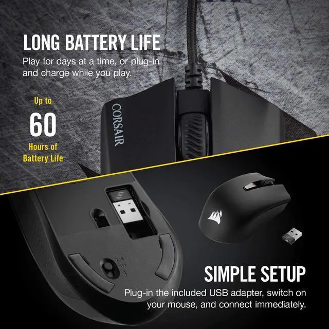 Alt view image 16 of 17 - Corsair Harpoon RGB Wireless - Wireless Rechargeable Gaming Mouse with SLIPSTREAM Technology - 10,000 DPI Optical Sensor
