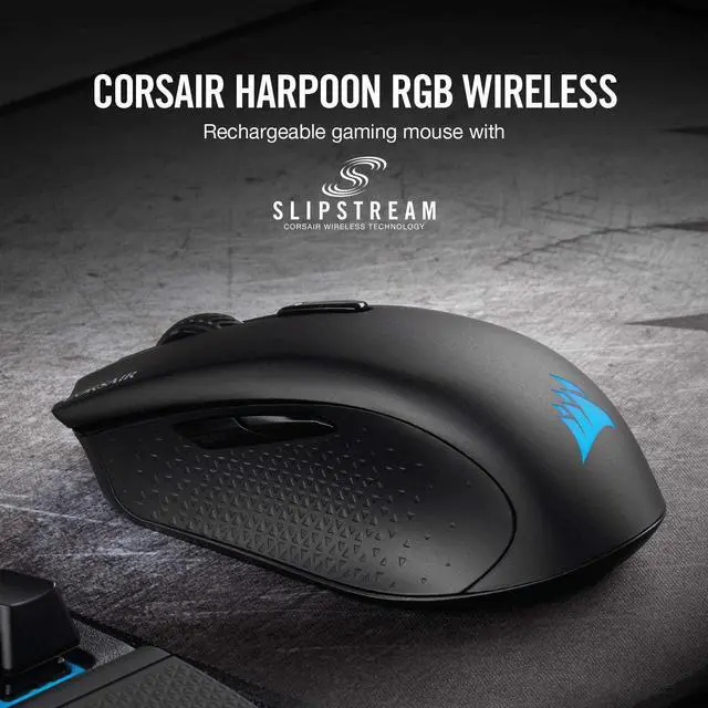 Alt view image 14 of 17 - Corsair Harpoon RGB Wireless - Wireless Rechargeable Gaming Mouse with SLIPSTREAM Technology - 10,000 DPI Optical Sensor