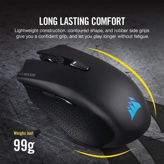Alt view image 17 of 17 - Corsair Harpoon RGB Wireless - Wireless Rechargeable Gaming Mouse with SLIPSTREAM Technology - 10,000 DPI Optical Sensor