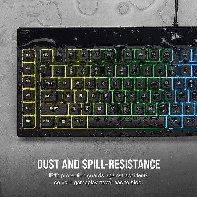 Alt view image 13 of 20 - Corsair K55 RGB PRO Membrane Wired Gaming Keyboard – IP42 Dust and Spill-Resistant, 6 Macro Keys w/ Elgato Integration, iCUE Compatible – Black