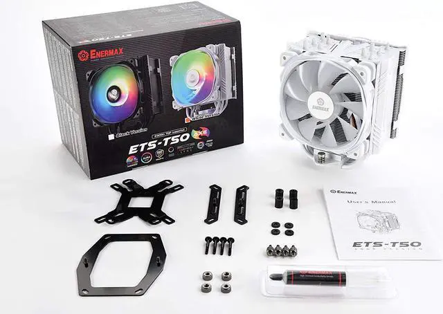 Alt view image 13 of 19 - Enermax ETS-T50 Axe ARGB White CPU Air Cooler, 230W+ TDP for Intel/ AMD Universal Socket, AM4 & AM5 / LGA 1700/1200/1151, 5 Direct Contact Heat Pipes, 120mm PWM Fan - AM5 & LGA1700 Ready