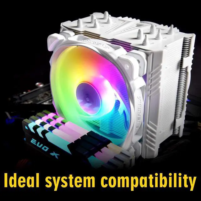 Alt view image 9 of 19 - Enermax ETS-T50 Axe ARGB White CPU Air Cooler, 230W+ TDP for Intel/ AMD Universal Socket, AM4 & AM5 / LGA 1700/1200/1151, 5 Direct Contact Heat Pipes, 120mm PWM Fan - AM5 & LGA1700 Ready
