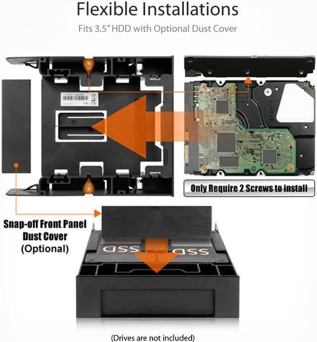 Alt view image 12 of 20 - ICY DOCK Dual 2.5 SSD 1 x 3.5 HDD Device Bay to 5.25 Drive Bay Converter / Mount / Kit / Adapter - FLEX-FIT Trio MB343SP