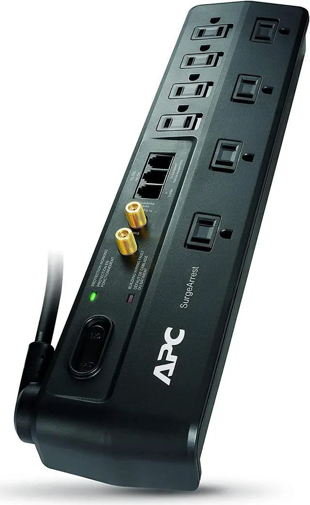 Alt view image 7 of 11 - APC P8VT3 8-Outlet 2770 Joules Surge Protector with Telephone, DSL and Coaxial Protection