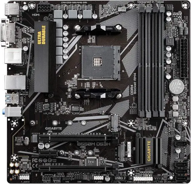 Alt view image 14 of 14 - GIGABYTE B550M DS3H AM4 AMD B550 Micro-ATX Motherboard with Dual M.2, SATA 6Gb/s, USB 3.2 Gen 1, PCIe 4.0