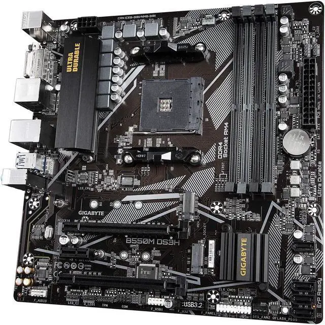 Alt view image 12 of 14 - GIGABYTE B550M DS3H AM4 AMD B550 Micro-ATX Motherboard with Dual M.2, SATA 6Gb/s, USB 3.2 Gen 1, PCIe 4.0