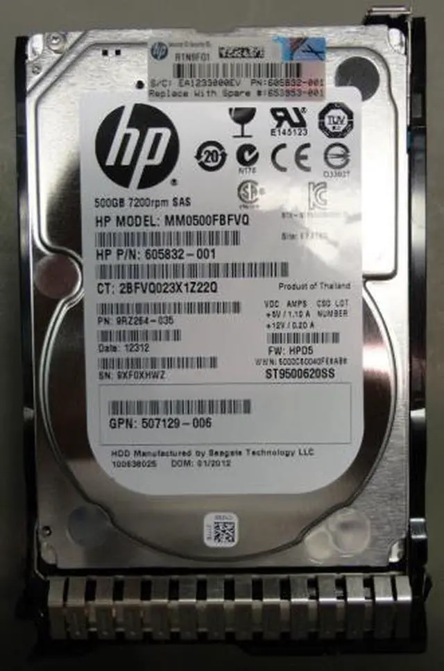 Main image of 653953-001 HPE 500GB 7.2K 6G SFF SAS SC Hard Drive