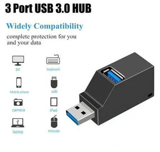 Alt view image 4 of 7 - High Speed 3 Port Usb 3.0 Multi Hub Splitter Expansion Desktop Pc Laptop Adapter Computer Peripherals