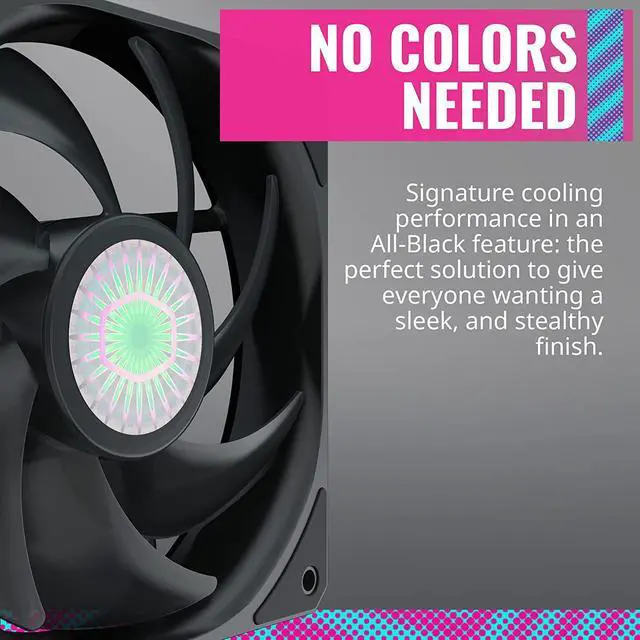 Alt view image 8 of 10 - Cooler Master SickleFlow 120 V2 All-Black Square Frame Fan with  Air Balance Curve Blade Design, Sealed Bearing, PWM Control for Computer Case & Liquid Radiator