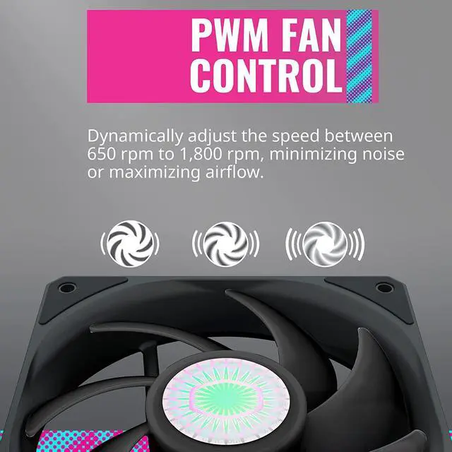 Alt view image 10 of 10 - Cooler Master SickleFlow 120 V2 All-Black Square Frame Fan with  Air Balance Curve Blade Design, Sealed Bearing, PWM Control for Computer Case & Liquid Radiator
