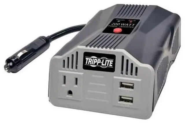 Alt view image 5 of 6 - Tripp Lite 200W Car Power Inverter with Outlet & 2 USB Charging Ports, Ultra-Compact (PV200USB)