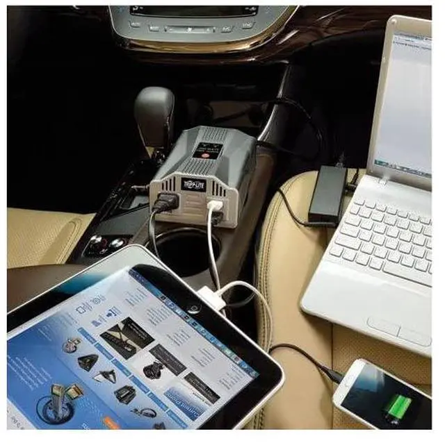 Alt view image 6 of 6 - Tripp Lite 200W Car Power Inverter with Outlet & 2 USB Charging Ports, Ultra-Compact (PV200USB)