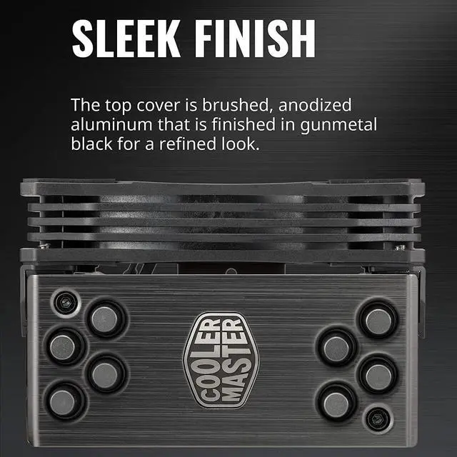 Alt view image 19 of 20 - Cooler Master Hyper 212 Black Edition CPU Air Cooler, Silencio FP120 Fan, 4 CDC 2.0 Heatpipes, Anodized Gun-Metal Black, Brushed Nickel Fins for AMD Ryzen/Intel LGA2066/1151 Compatible