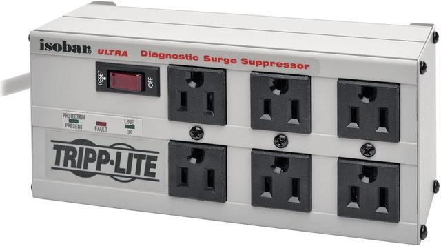 Alt view image 6 of 10 - Eaton Tripp Lite Series Isobar 6-Outlet Surge Protector, 6 ft. Cord with Right-Angle Plug, 3330 Joules, Diagnostic LEDs, Metal Housing - 6 x NEMA 5-15R - 1440 VA-3330J-120 V AC Input- 20 V AC Output