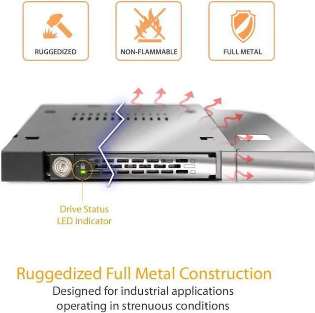 Alt view image 14 of 14 - ICY DOCK MB411SKO-B ToughArmor MB411SKO-B 2.5" SATA/SAS HDD/SSD Rugged Full Metal Mobile Rack for Slim ODD or Slim FDD Bay - With Key Lock