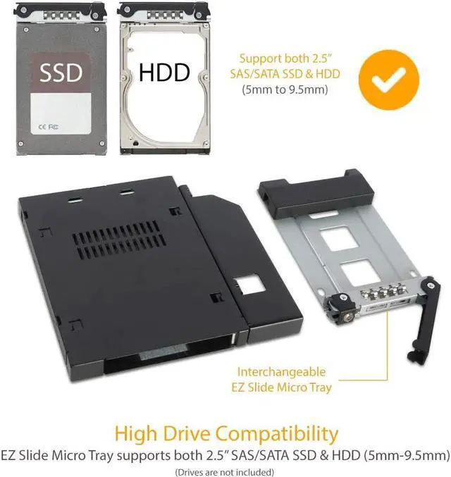 Alt view image 10 of 14 - ICY DOCK MB411SKO-B ToughArmor MB411SKO-B 2.5" SATA/SAS HDD/SSD Rugged Full Metal Mobile Rack for Slim ODD or Slim FDD Bay - With Key Lock